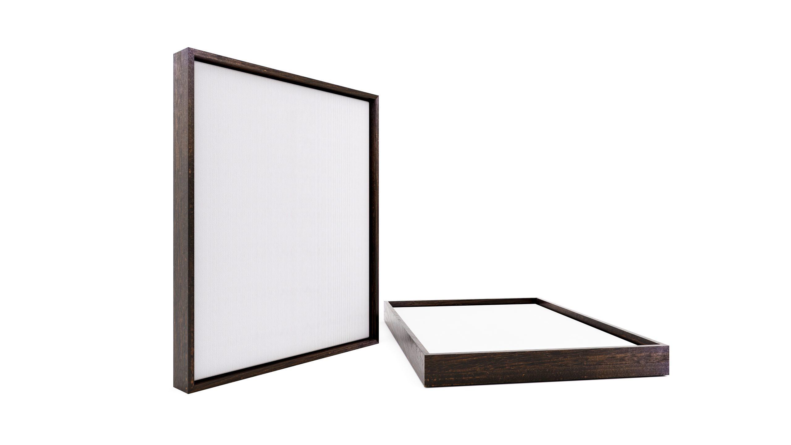 Walnut Float Frames, hand finished in the studio